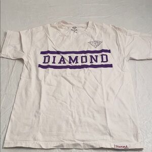 Diamond Supply Co white and purple logo short sleeve t-shirt M